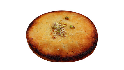 Knafeh sweet honey creamy cheese dish in a transparent background