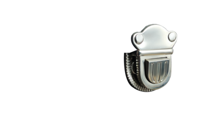 Buckle belt for suit case in silver metal finish transparent background