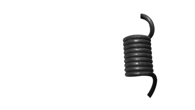 Spring coil compression stainless steel metal hook in transparent background