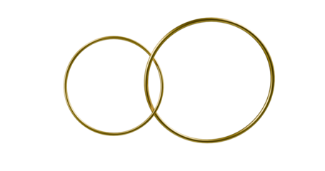 Golden metallic gold shining rings with transparent background