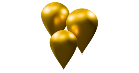 Happy birthday decor gold balloons for couple and kids in transparent background