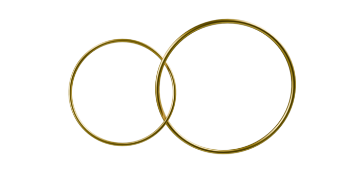 Golden metallic gold shining rings with transparent background