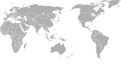grey colour world map high quality vector illustration
