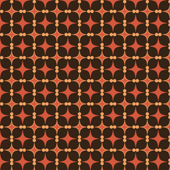 Retro Geometric Pattern in Coral and Brown - Seamless Background Design