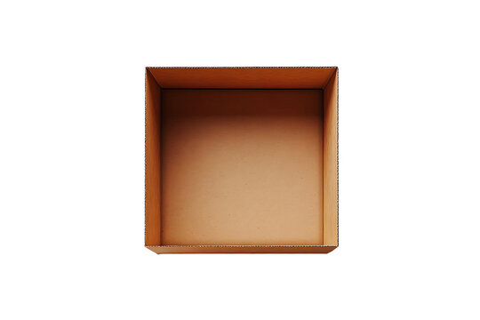 Empty cardboard box top view isolated