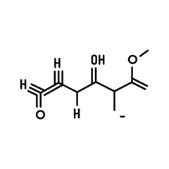Chemical structure diagram of a complex organic molecule featuring aldehyde, hydroxyl, and methoxy groups, isolated on