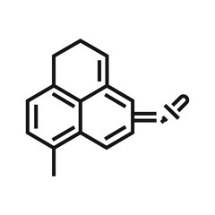 Fototapeta premium Chemical structure icon of pyrene derivative with a dropper symbol, isolated on