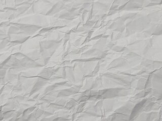 White Crumpled and Wrinkled Paper Texture. Abstract Background of Crushed and Folded Waste Paper for Web Design, Poster Mockups, or Photo Overlays.