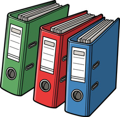 Colorful Business Binders Stacked Office Supplies Vector