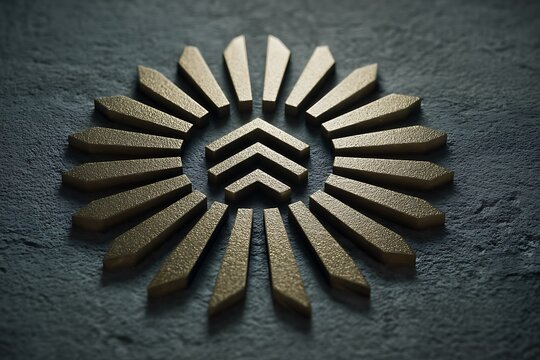 Stylized star emblem with arrows pointing up high resolution photo