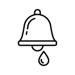 Bell with a water droplet outline icon, leak or liquid notification, alert symbol for warnings