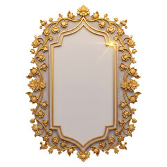 3D Golden Oval Frame with Lush Floral Embellishments Keywords: frame, golden, oval, 3D, floral isolated on a transparent background
