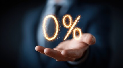 Zero percent glowing offer presented by hand