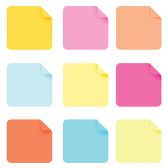 Colorful Sticky Notes with Folded Corners &ndash; Vector Illustration