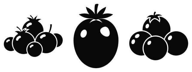 frozen berry silhouette vector icon set