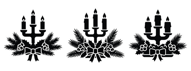 holiday centerpiece silhouette vector icon set