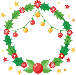 Holiday Greenery Garland Frame Clipart