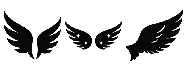 holiday sparkle wing silhouette vector icon set