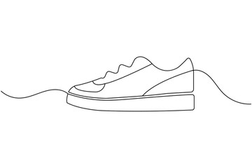  Minimalist sneaker continuous one line drawing on clean white background