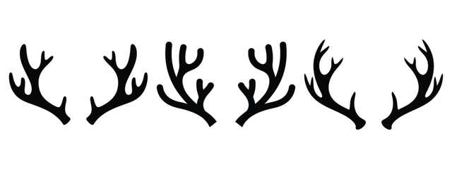 reindeer antlers silhouette vector icon set © SreeAtul