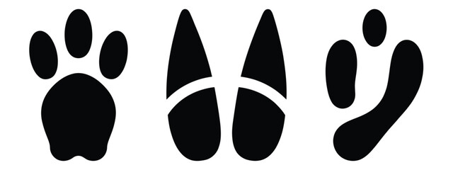 Fototapeta premium reindeer footprint silhouette vector icon set