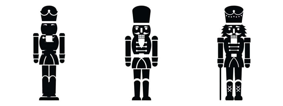nutcracker silhouette simple silhouette vector icon set
