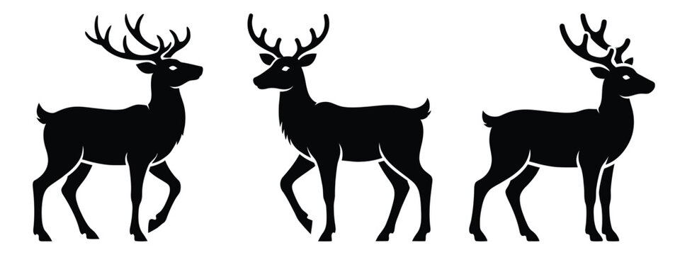 reindeer silhouette simple silhouette vector icon set