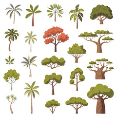 Mega Global Tree Vector Asset Collection, Diverse Set of Forest, Tropical, and Stylized Flora for Games and Design