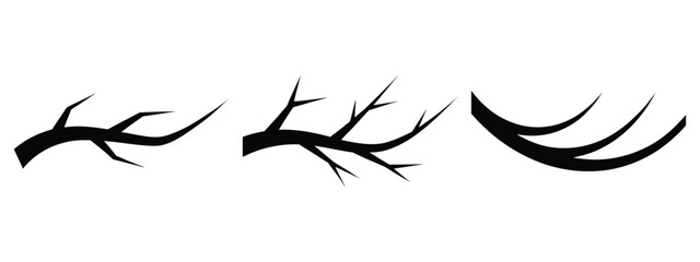 winter branch curve silhouette vector icon set