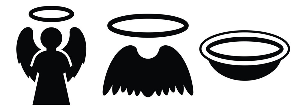 angel halo silhouette vector icon set