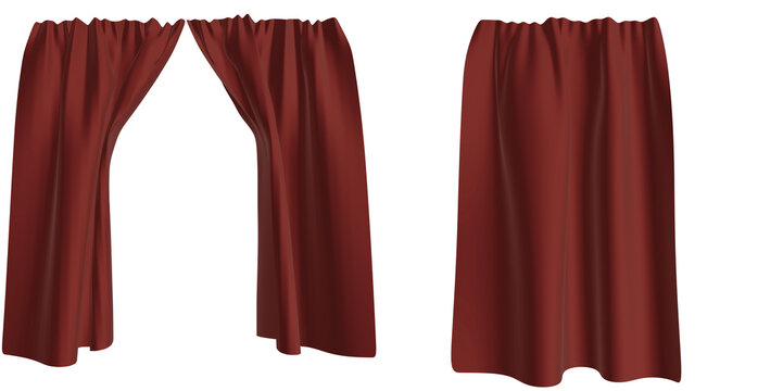 Horizontal abstract 3d red curtain png clipart set three cozy plaid fabric cloth merry Christmas Xmas New Year backdrop warm golden sparkling festive holiday celebration atmosphere intimate interior - Powered by Adobe