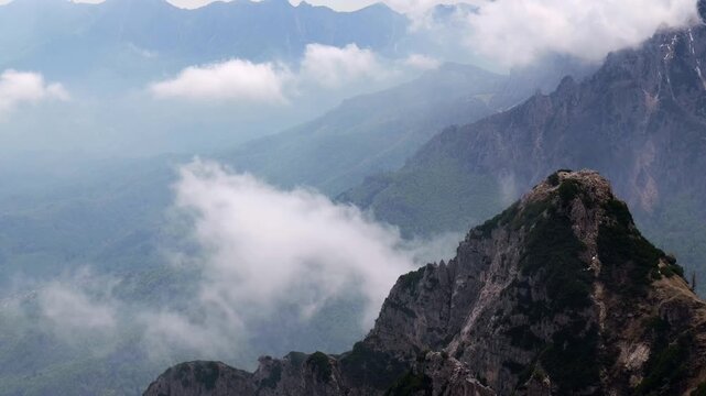 View from Mount Pasubio. Mountains and clouds.