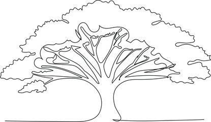 Continuous Line Drawing of a Majestic Tree