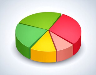 Obraz premium Isometric 3D pie chart graphic, vibrant colors representing data breakdown, on a neutral background