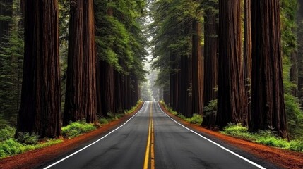 Obraz premium Exploring the Iconic Redwood Highway Experience