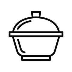 Simple outline icon of a lidded cooking pot, perfect for kitchenware, food preparation, and serving