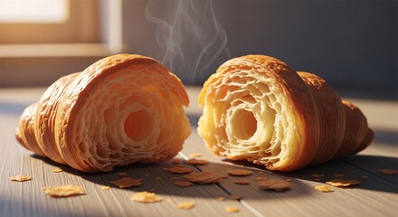 Torn Croissant Crumb Structure Detail