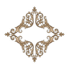 Vintage Beige Decorative Frame with Acanthus Leaves Keywords: frame, decorative, vintage, beige isolated on a transparent background