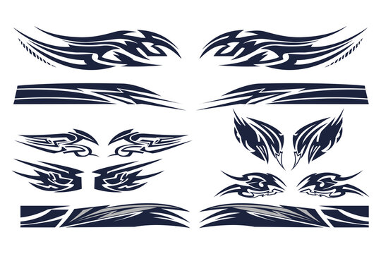 Dynamic tribal vector design elements for vehicle decal art