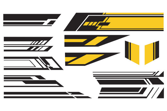 Modern abstract racing car stripes and vinyl graphic decals set