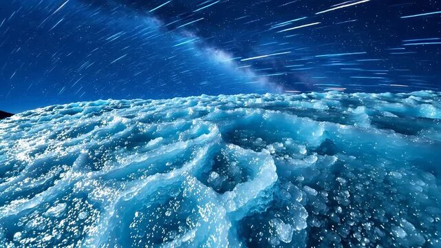 Ice formation under starry night sky