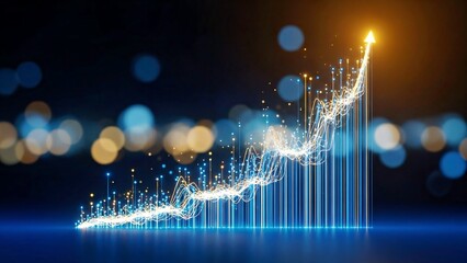 Modern 3D 4K Bullish Market Chart with Upward Lines and Digital Glow