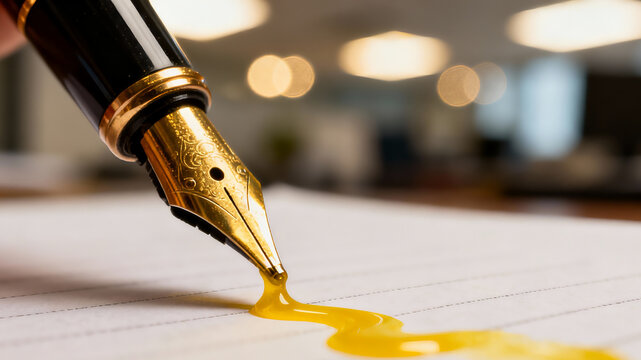 fountain pen on the old paper