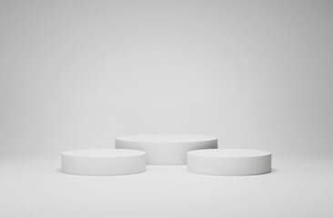 minimalist of cylinder podium showcase stage in interior room white studio and lighting for stand product display presentation abstract bright background 3d render. abstract mockup white background