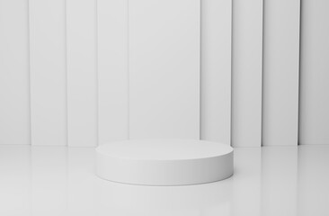 minimalist of cylinder podium showcase stage in interior room white studio and lighting for stand product display presentation abstract bright background 3d render. abstract mockup white background