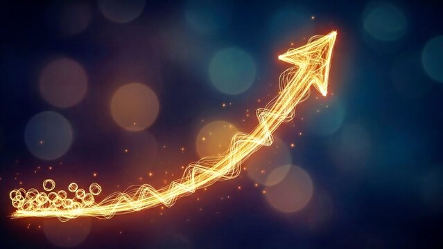 Luminous 3D 4K Bullish Market Curve Rising with Soft Glowing Bokeh - Powered by Adobe