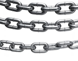 Obraz premium Three metal chains on white, closeup