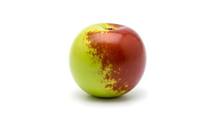 A single red and green jujube fruit isolated on white background