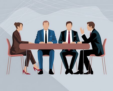 Diverse group of business professionals in a meeting around a table