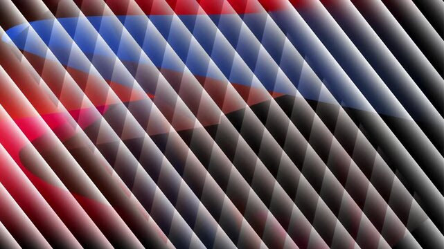 Abstract geometric pattern with shimmering red blue and black diamond shapes and diagonal gradients